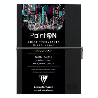 Carnet Paint'On papier Noir 250 g/m² A5 32 F - Clairefontaine - Rougier et Plé