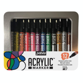 Feutre Acrylic Marker 1,2 mm Boîte de 12 couleurs - Pébéo - Rougier et Plé
