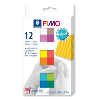 Pâte à modeler polymère FIMO Soft Set couleurs brillantes 12 x 26 g - Fimo - Rougier et Plé