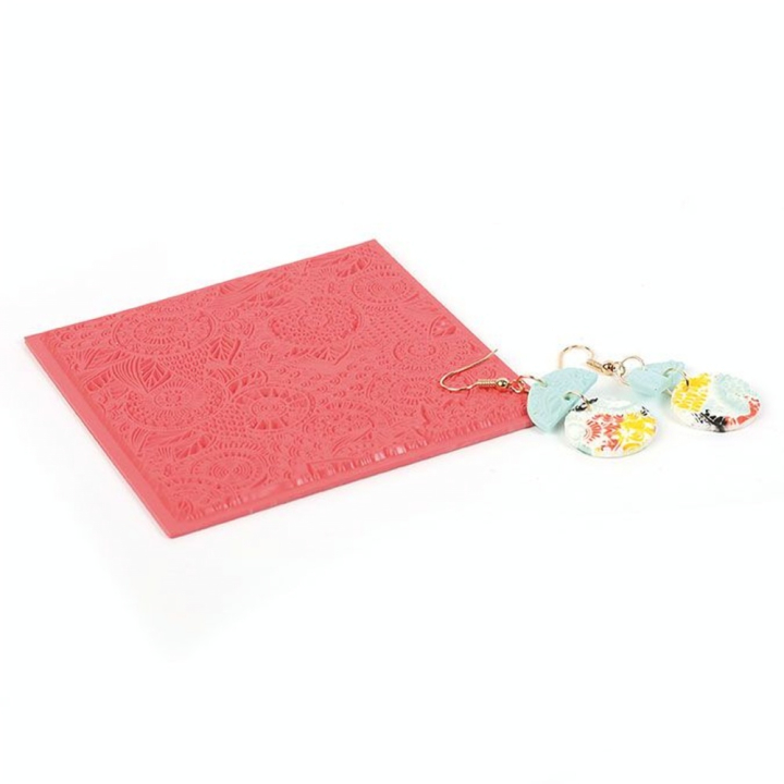 Tapis de texture pour pâte polymère 9 x 9 cm Floral - Graine Créative - Rougier et Plé
