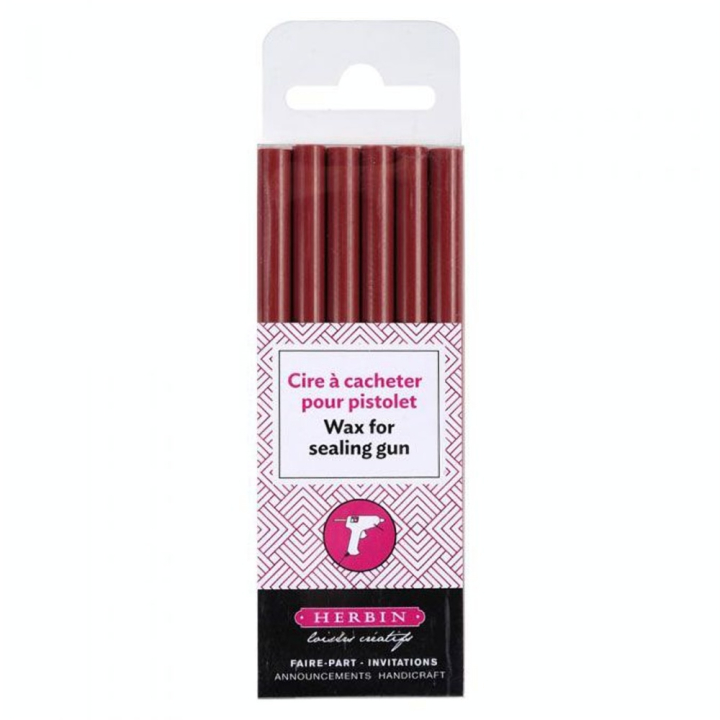 Bâton de cire Ø 8 mm 6 pcs Cerise - Jacques Herbin - Rougier et Plé