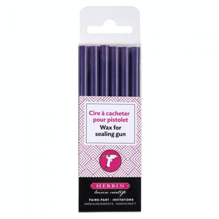 Bâton de cire Ø 8 mm 6 pcs Aubergine - Jacques Herbin - Rougier et Plé