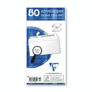 Enveloppe adhésive 110 x 220 mm 80 g/m² 50 pcs - Clairefontaine - Rougier et Plé