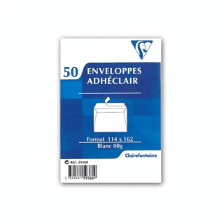 Enveloppe adhésive 114 x 162 mm 80 g/m² 50 pcs - Clairefontaine - Rougier et Plé