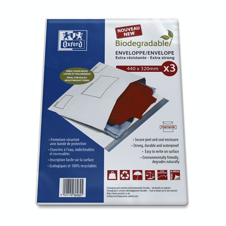 Enveloppe Bio-dégradable 44 x 32 cm 3 pcs - Oxford - Rougier et Plé