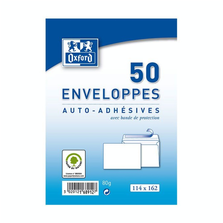 Enveloppe blanche auto-adhésive 114 x 162 mm 50 pcs - Oxford - Rougier et Plé