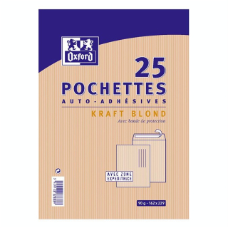 Enveloppe en Kraft auto-adhésive 162 x 229 mm 90 g/m² 25 pcs - Oxford - Rougier et Plé