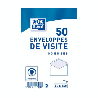 Enveloppe gommée 90 x 140 mm Carte de visite 50 pcs - Oxford - Rougier et Plé