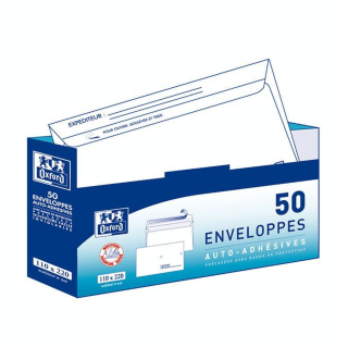 Enveloppe pré-casées 110 x 220 mm 90 g/m² 50 pcs - Oxford - Rougier et Plé