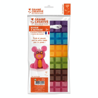 Cire à modeler couleurs Vives n°2 6 x 40 g + Mèche 1 m - Graine Créative - Rougier et Plé