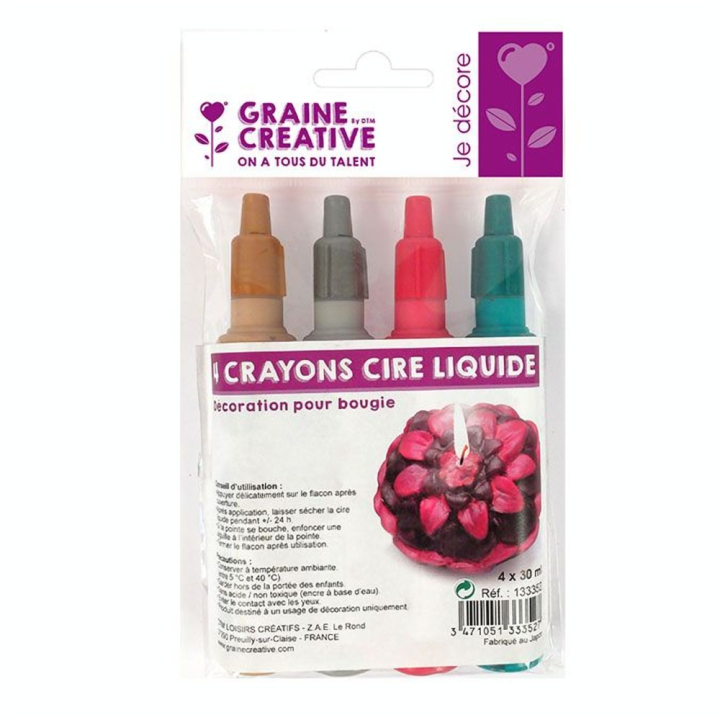 Crayon pour bougie 4 x 30 ml - Graine Créative - Rougier et Plé