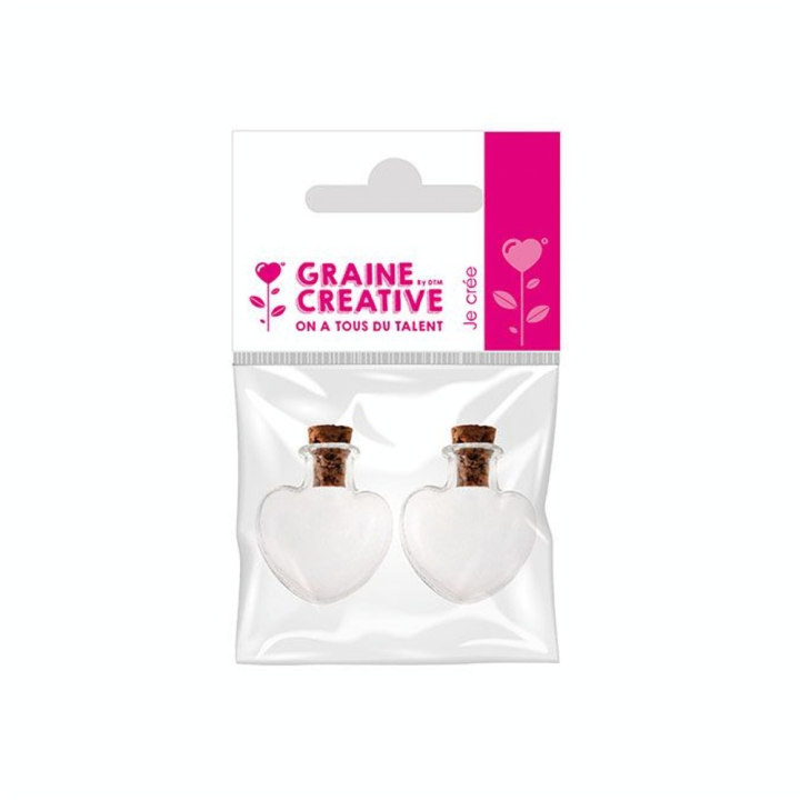 Flacon miniature en verre Cœur 2 pcs - Graine Créative - Rougier et Plé