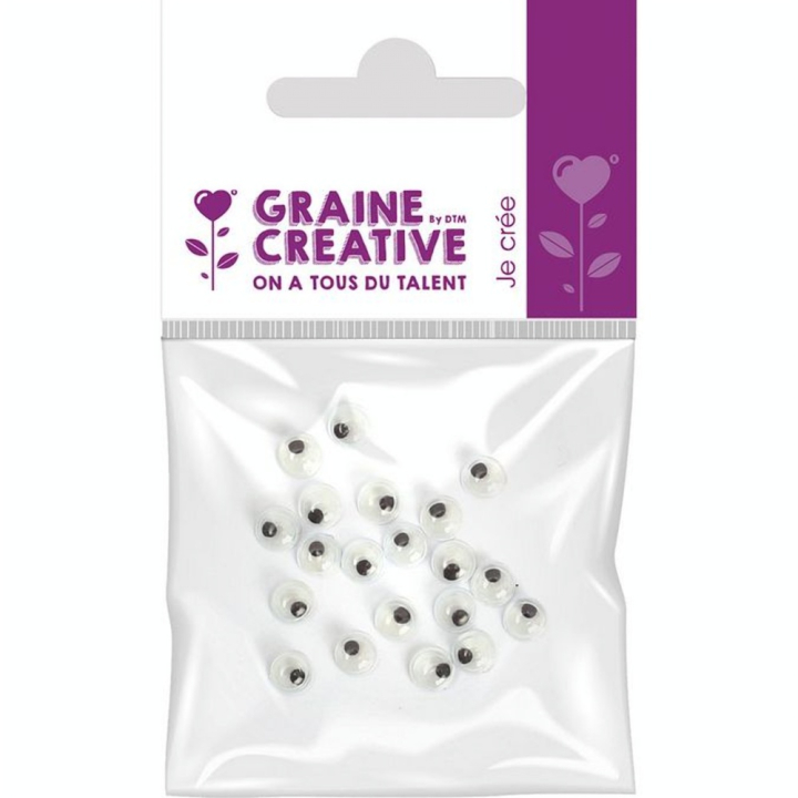 Yeux mobiles Noir Ø 5 mm 20 pcs - Graine Créative - Rougier et Plé