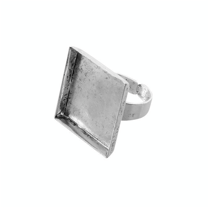 Bague plateau Carré creux Vieil Argent 20 mm - Graine Créative - Rougier et Plé