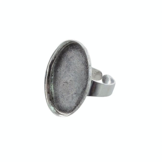 Bague plateau Ovale creux Vieil Argent 25 x 18 mm - Graine Créative - Rougier et Plé