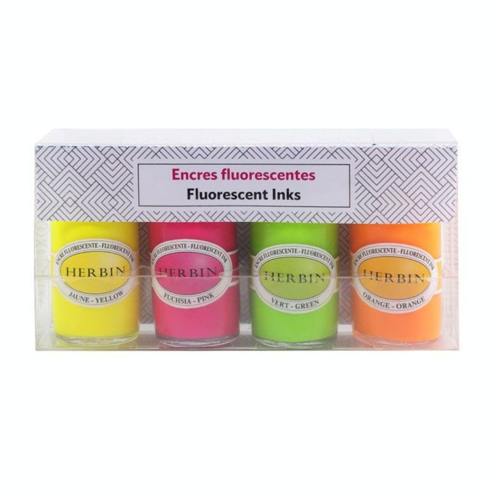 Encre pigmentée fluorescente 4 couleurs 15 ml - Jacques Herbin - Rougier et Plé