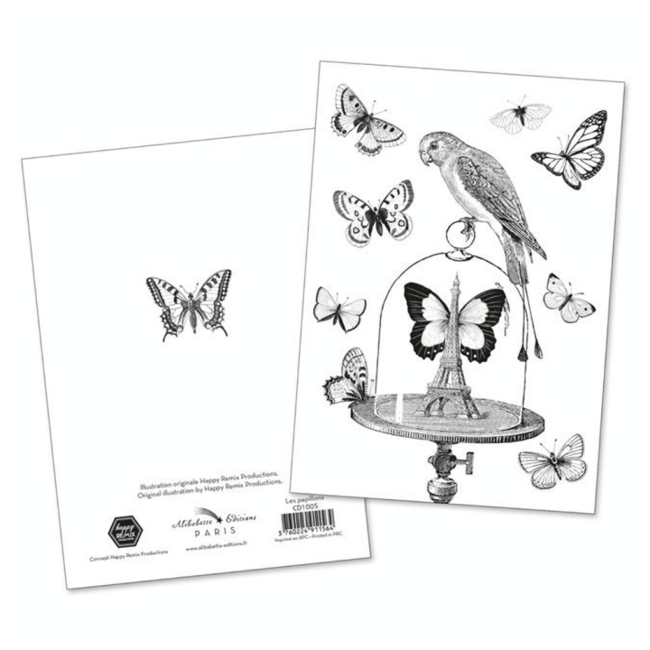 Carte double à colorier 12 x 17 cm Les papillons - Alibabette Éditions - Rougier et Plé