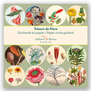 Guirlande 12 cercles illustrés Ø 11 cm x 3 m Trésors de Flore - Alibabette Éditions - Rougier et Plé