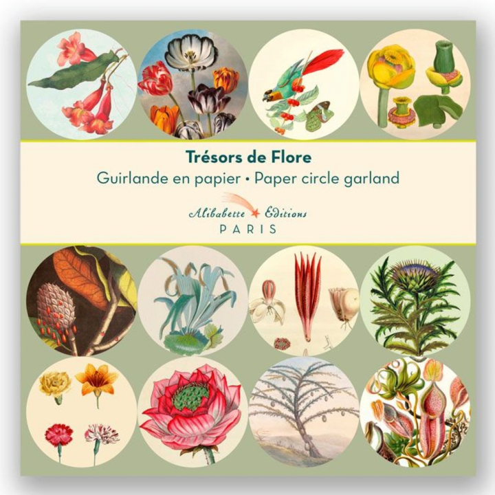 Guirlande 12 cercles illustrés Ø 11 cm x 3 m Trésors de Flore - Alibabette Éditions - Rougier et Plé