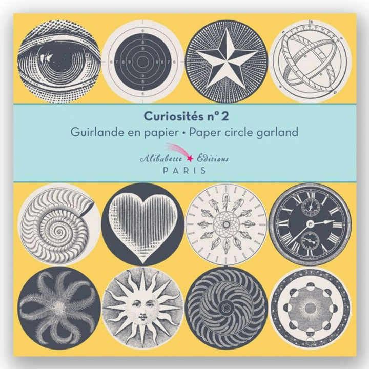 Guirlande 12 cercles illustrés Ø 11 cm x 3 m Cabinet de curiosités n°2 - Alibabette Éditions - Rougier et Plé