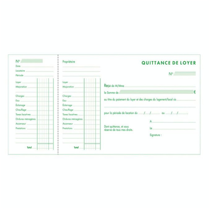 Carnet à souche Quittance de loyer x 50 - Exacompta - Rougier et Plé