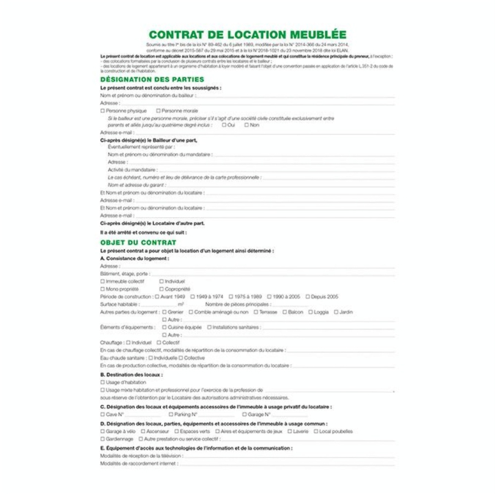 Contrat de location pour locaux meublés - Exacompta - Rougier et Plé