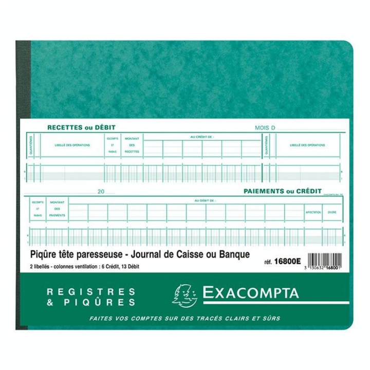 Piqûre Journal de caisse ou banque 27 x 32 cm - Exacompta - Rougier et Plé