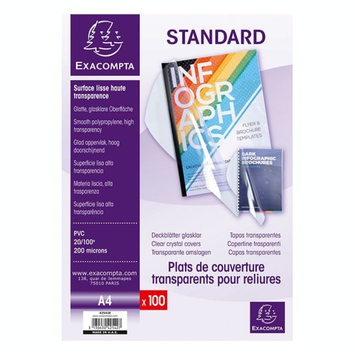 Plat de couverture transparent A4 200 µ - Exacompta - Rougier et Plé