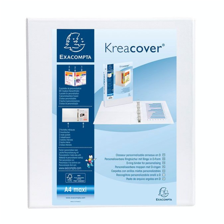 Classeur A4+ 4 anneaux Dos 75 mm Kreacover personnalisable - Exacompta - Rougier et Plé