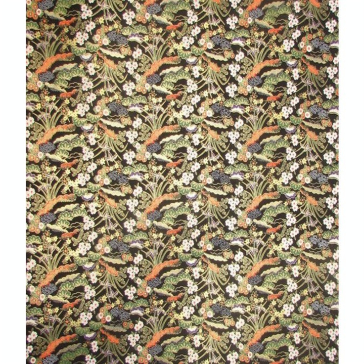 Papier Japonais 52 x 65,5 cm 100 g/m² Plantes et Fleurs sur fond noir - Esprit Papier - Rougier et Plé