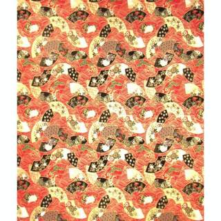 Papier Japonais 52 x 65,5 cm 100 g/m² Éventails dorés sur Rouge - Esprit Papier - Rougier et Plé