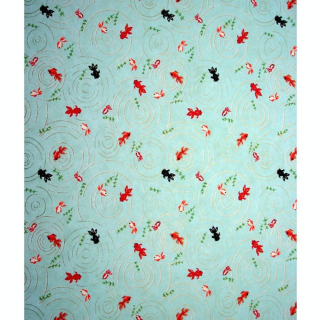 Papier Japonais 52 x 65,5 cm 100 g/m² Poissons rouge fond bleu - Esprit Papier - Rougier et Plé