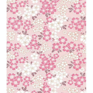 Papier Japonais 52 x 65,5 cm 100 g/m² Fleurs sur fond Rose - Esprit Papier - Rougier et Plé
