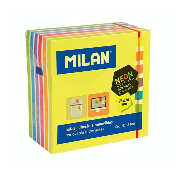 Bloc-notes adhésives Neon 76 x 76 mm 400 pcs - MILAN - Rougier et Plé
