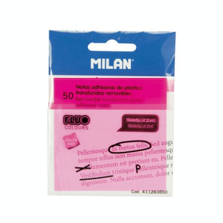 Bloc-notes adhésives transparentes Rose fluo 76 x 76 mm 50 pcs - MILAN - Rougier et Plé