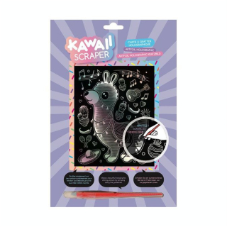 Carte à gratter Scraper holographique Kawaii Lama musicien - Oz International - Rougier et Plé