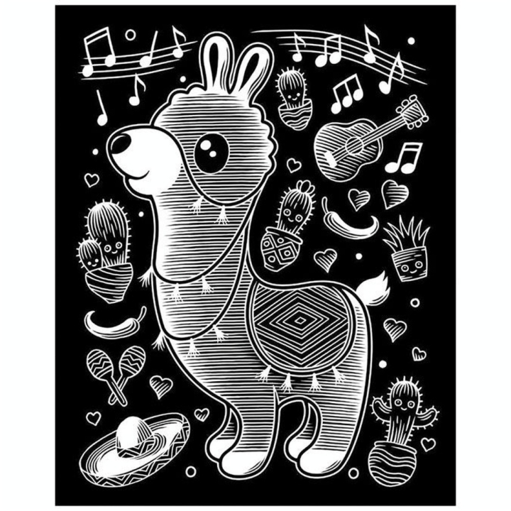 Carte à gratter Scraper holographique Kawaii Lama musicien - Oz International - Rougier et Plé