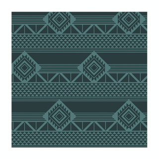 Coupon de tissu Wax imprimé Azteque lagon - 150 x 160 cm - Collection Privée - Rougier et Plé