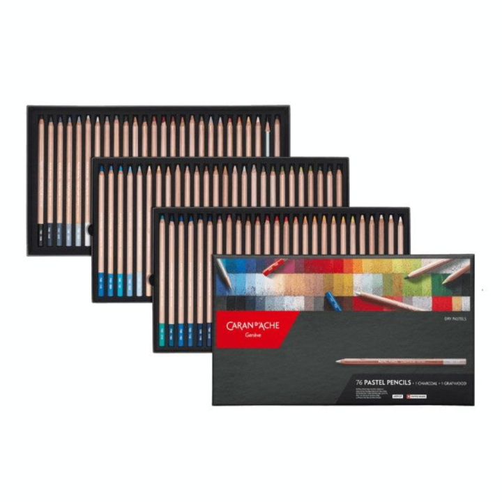 Crayon de couleur Pastel Boîte 76 pcs + 2 crayons - Caran d'Ache - Rougier et Plé