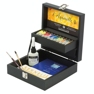 Aquarelle extra-fine au miel Coffret bois noir 11 tubes 10 ml - Sennelier - Rougier et Plé