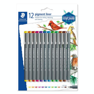 Feutre à pointe calibrée 0.5 Pigment Liner Set 12 couleurs - Staedtler - Rougier et Plé
