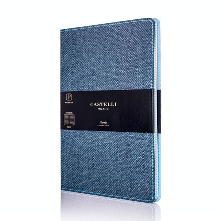 Carnet de notes ligné Harris 13 x 21 cm Bleu - Castelli - Rougier et Plé