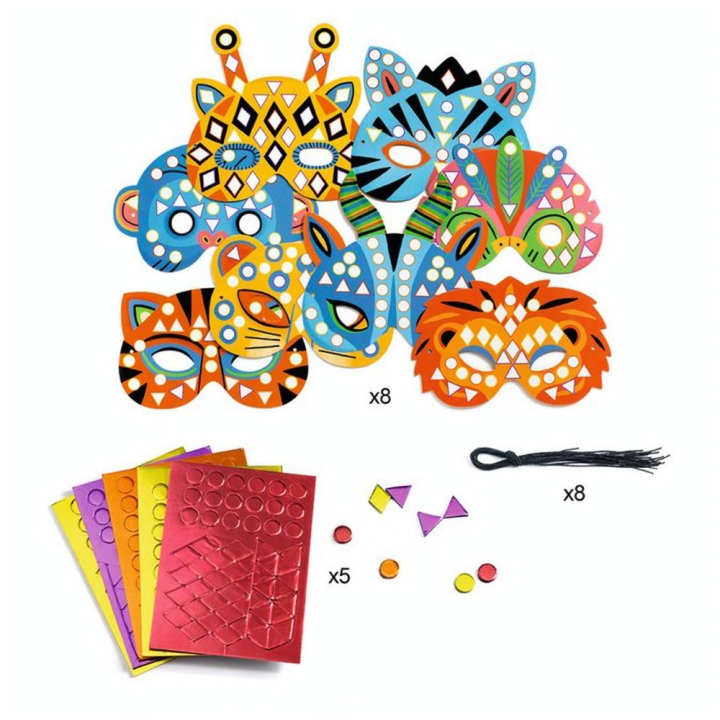 Activité DIY Mosaïques masques animaux de la jungle - Djeco - Rougier et Plé