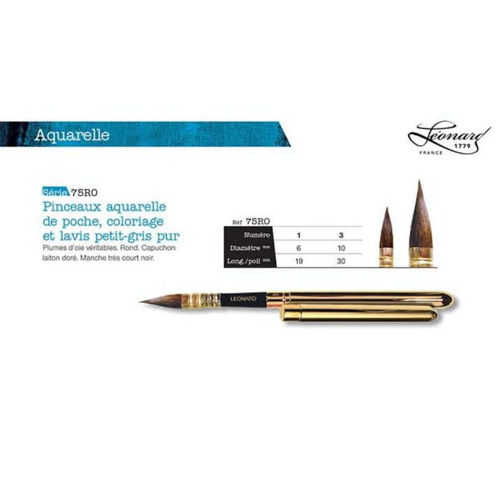 Pinceau de poche en petit-gris pur s.75RO - Léonard - Rougier et Plé