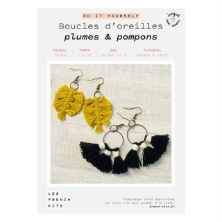 Kit DIY Boucles d'oreilles plume & nœuds - French'Kits - Rougier et Plé