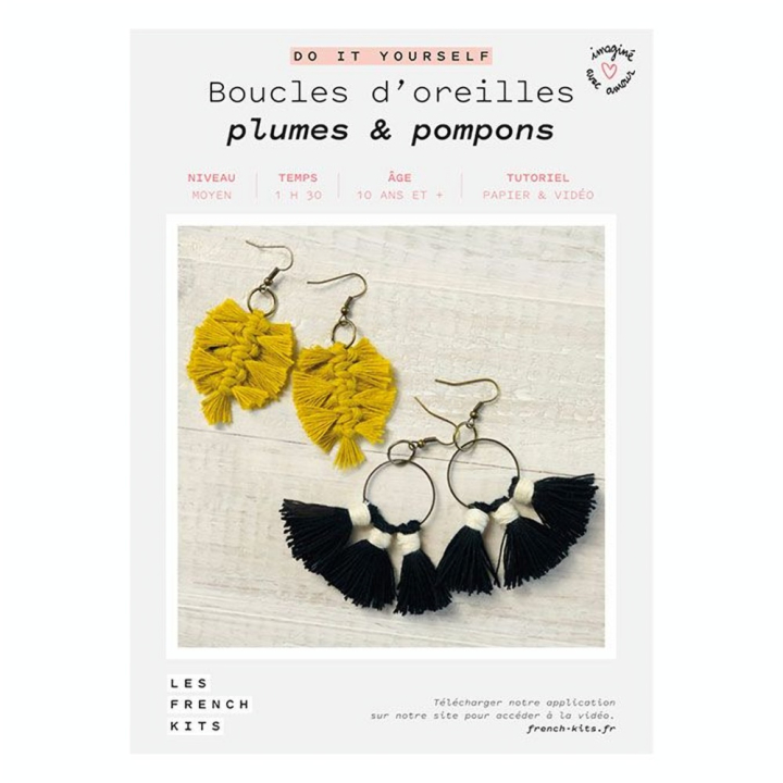 Kit DIY Boucles d'oreilles plume & nœuds - French'Kits - Rougier et Plé