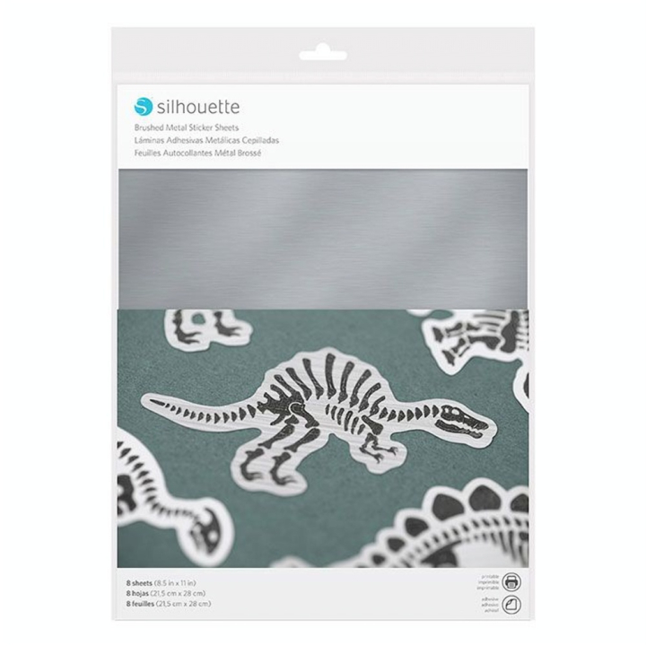 Feuille imprimable autocollante effet Métal brossé x 8 pcs - Silhouette - Rougier et Plé