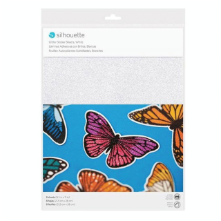 Feuille imprimable autocollante effet Blanc pailleté x 8 pcs - Silhouette - Rougier et Plé