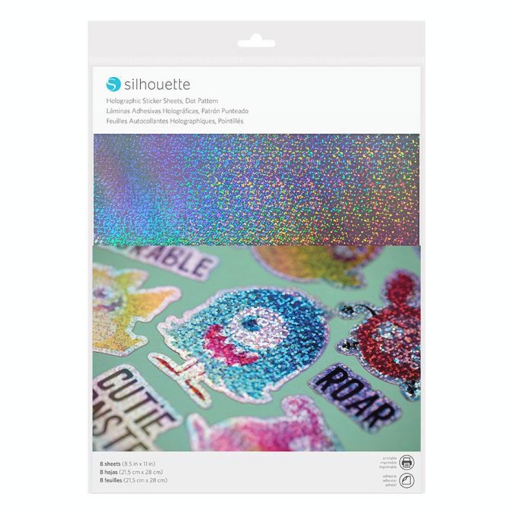 Feuille imprimable autocollante effet Confetti holographique x 8 pcs - Silhouette - Rougier et Plé
