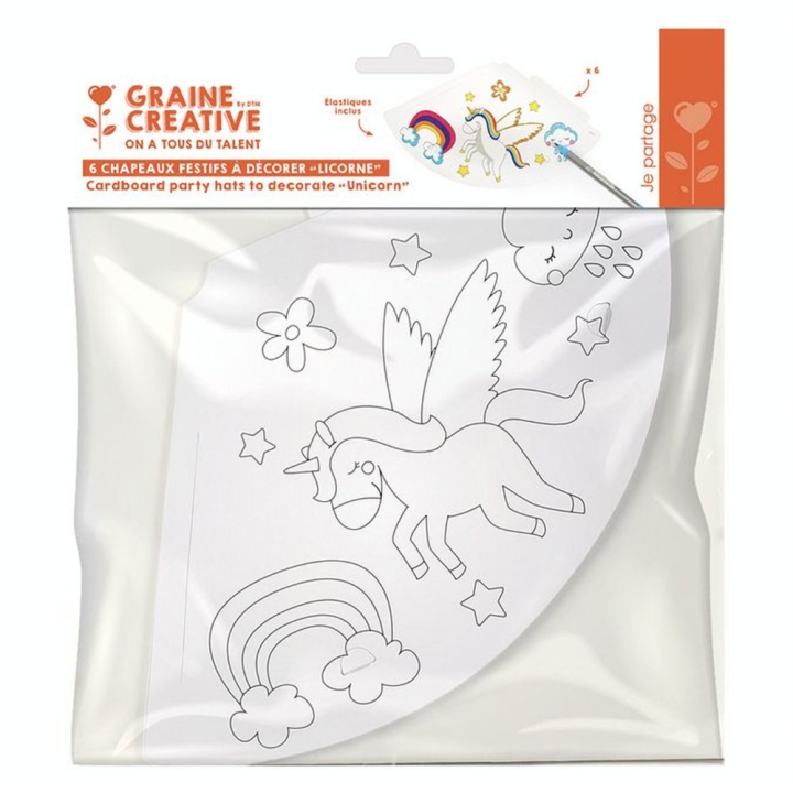 Chapeau pointu Licorne 6 pcs - Graine Créative - Rougier et Plé